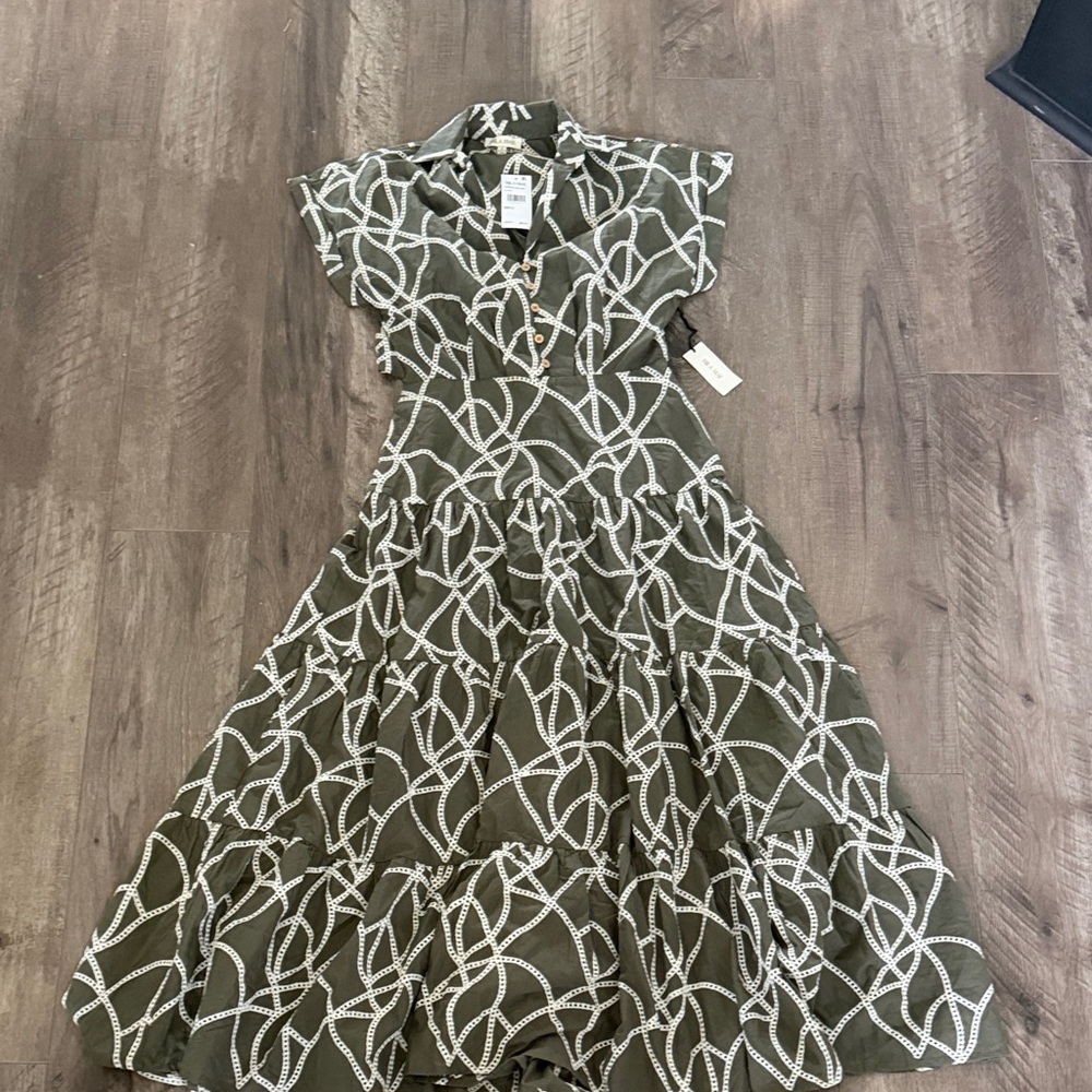Mila Mae olive green eyelet dress